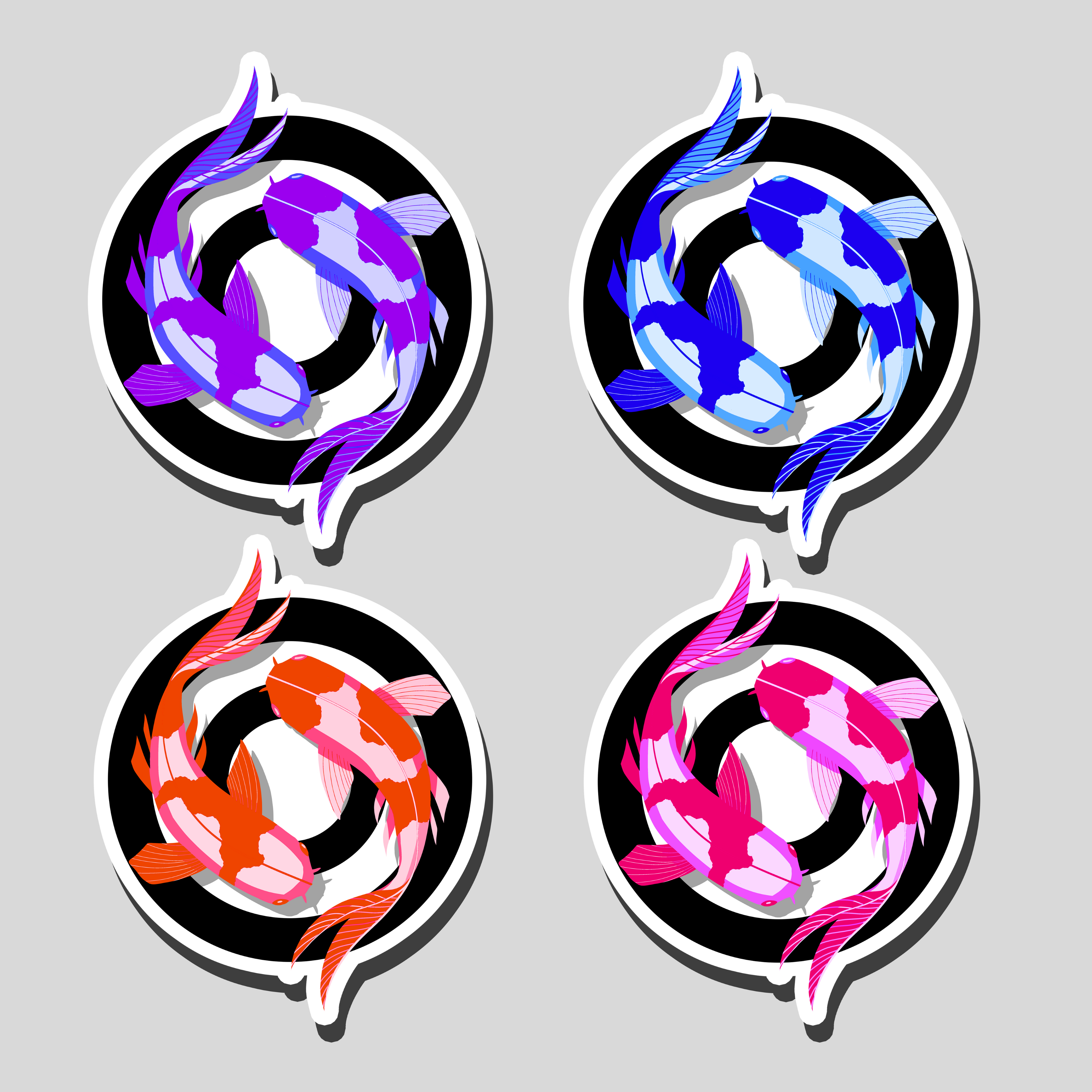 Neon Koi Sticker - Four Pack
