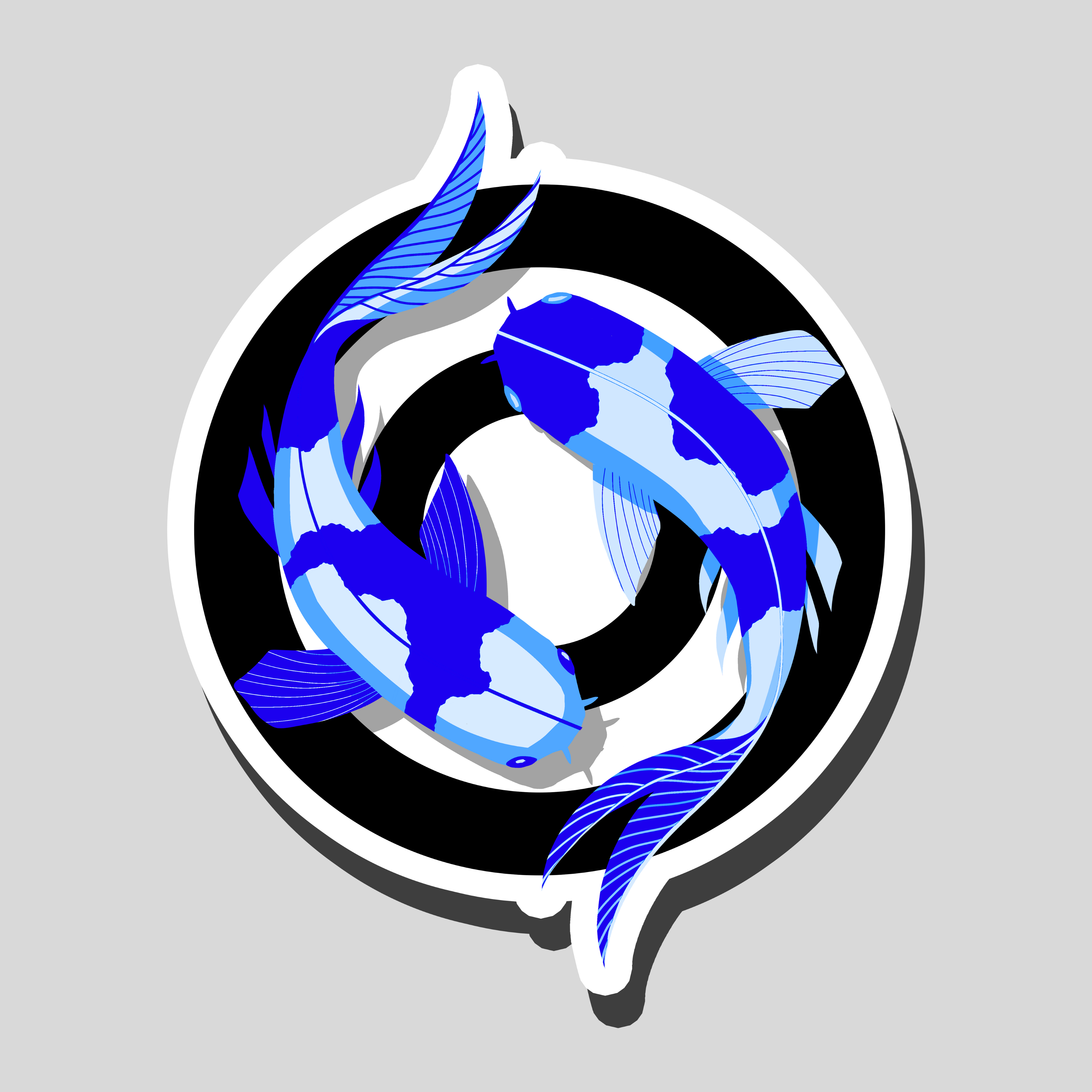 Neon Koi Sticker - Blue